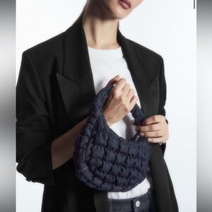COS dark denim QUILTED MICRO BAG